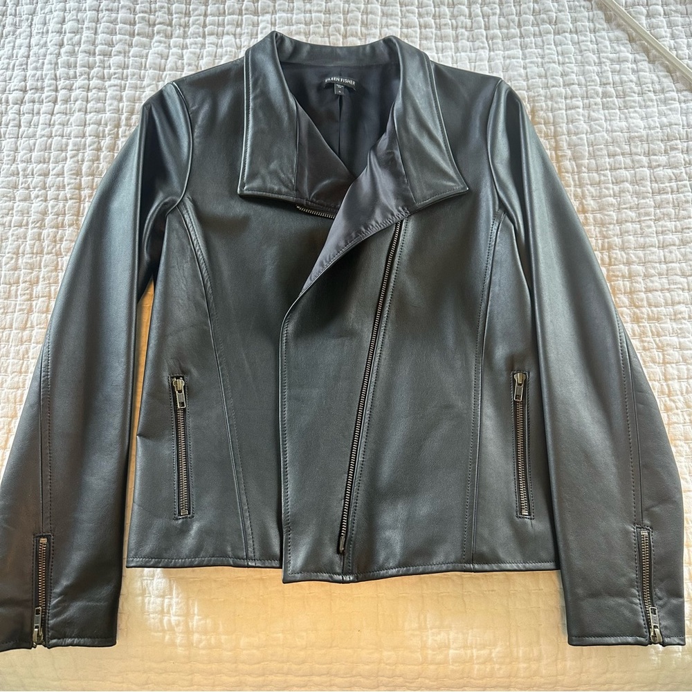 Eileen Fisher Leather Moto Jacket
